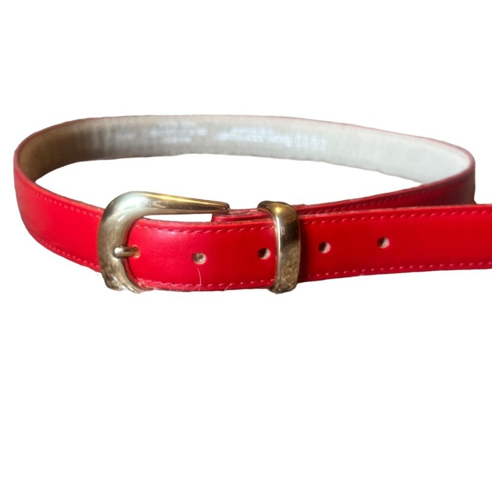 Rare Vintage Royal Traveler by Samsonite Red Leather Belt Small Gold Buckle